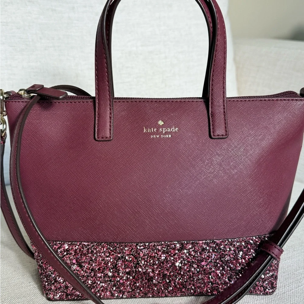 Kate Spade New‎ York Glitter Trim Leather Handle Bag